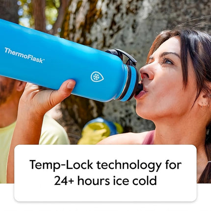 ThermoFlask Double Wall Vacuum Insulated Stainless Steel Water Bottle with Two Lids, 1.2 Liter / 40 Ounce, Capri