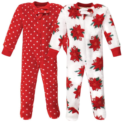 Hudson Baby Unisex Baby Plush Sleep and Play, Poinsettia, 0-3 Months, Poinsettia, 0-3 Months