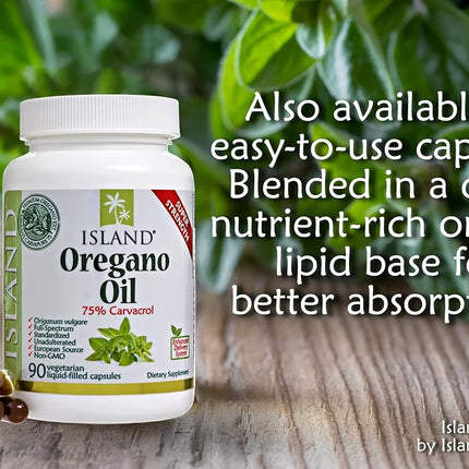 Island Nutrition Oil of Oregano Organic Liquid Drops - with Olive Oil - USDA-Certified Organic (1 oz)
