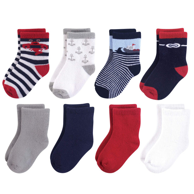Luvable Friends Baby Basic Socks, Lobster 8Pk, 6-1