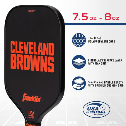 Franklin Sports NFL Cleveland Browns Pickleball Paddle - Official NFL Team Pickleball Paddles - USAP (USAPA) Approved Premium Quality Pickleball Paddles - Authentic Team Logos + Colors