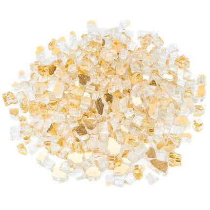 Mr. Fireglass 10 Pounds Fire Glass - 1/2 Inch High Luster Reflective Tempered Glass Rocks for Fireplace Fire Pit Table and Landscaping, Gold