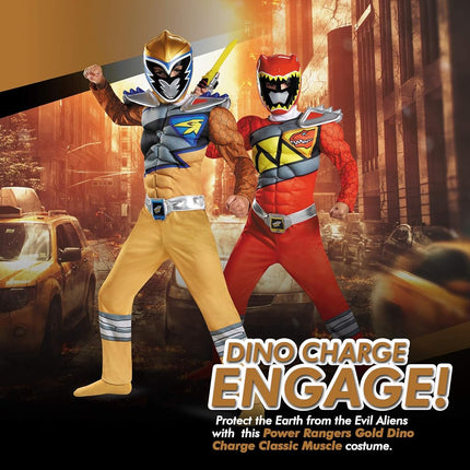 Déguisement Power Rangers Dino Charge Ranger Doré Classique Musclé, Petit (4-6)