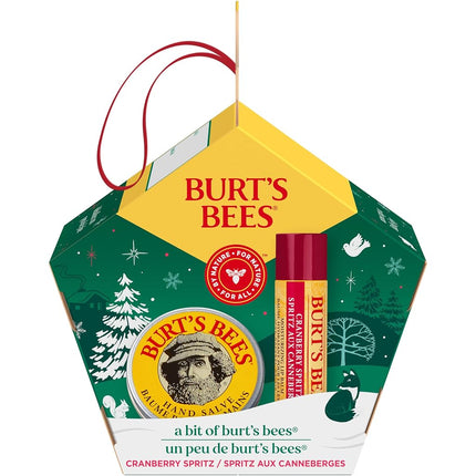 Burt's Bees for Lip & Hand, Cranberry Spritz Lip Balm and Hand Salve in a Festive Box, Bit of Burt's
