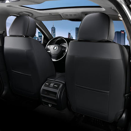FLORICH Seat Covers Full Set,Leather Seat Covers, Front and Rear Seat Cover 5 Seats, Waterproof Car Seat Cushion Protector Accessories for Sedan SUV Pick-up Truck(Black, Full Set)