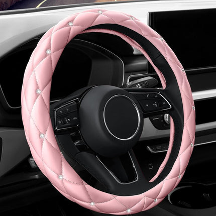 YOGURTCK Cute Diamond Soft Light Pink Leather Anti