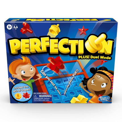 Hasbro Gaming Perfection Game Plus 2-Player Duel Mode Popping Shapes and Pieces Ages 5 and Up (Amazon Exclusive)