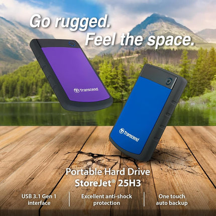 Transcend StoreJet 25H3 2TB Rugged Portable Hard Drive, Shock Resistant USB 3.1 Gen 1, Purple -TS2TSJ25H3P