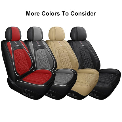 Tapha Executive Leatherette Car Seat Cover & Cushion Set, Breathable and Water-Resistant, Universal Fit for Car SUV & Truck (Front Seats Only, Black & Red) (TAP-01-A2)