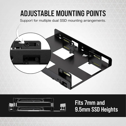 Corsair Dual SSD Mounting Bracket (3.5� Internal Drive Bay to 2.5", Easy Installation) Black