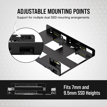 Corsair Soporte de montaje para dos SSD (Bahía interna de 3,5" a 2,5", Fácil instalación) Negro