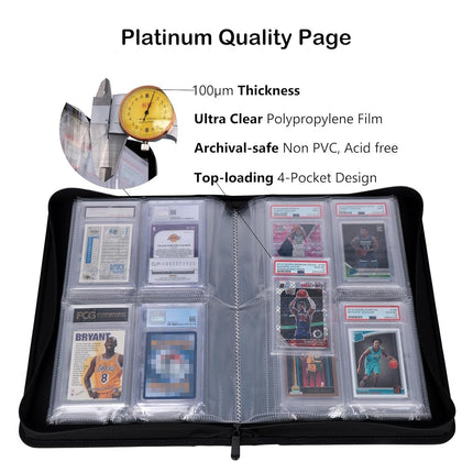 Rayvol PSA-Sized Slab Binder, Graded Card Binder for 40 PSA Slabs With 40 Sleeves, 4 Pockets Top Loading Card Holder Storage Album