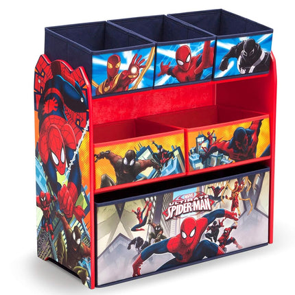 Delta Children Spider-Man Multi-Bin Toy Organiser, Plastic, Red and Blue