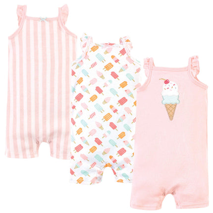 Hudson Baby Unisex Cotton Rompers, Ice Cream, 9-12