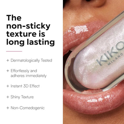 Kiko Milano 3D Hydra Lip Gloss – High Shine, Hydrating, Plumping, Non-Sticky, Moisturizing Lip Makeup – 17 Pearly Mauve – 6.5ml