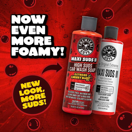 Chemical Guys CWS_101 Maxi-Suds II Super Suds Car Wash Soap and Shampoo, Cherry Scent (1 Gal)