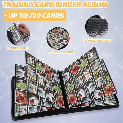 Foalgo Trading Card Binder, Card Collection Binder Album Folder with 720 Side Loading Pockets, 12 Pocket Trading Card Album Folder for TGC,MTG, Baseball Cards, Yugioh