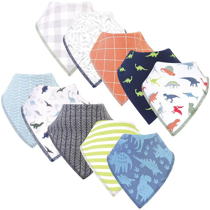 Hudson Baby Unisex Baby Cotton Fleece Bandana Bibs, Dino, One Size