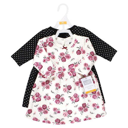 Hudson Baby Vestidos de algodón para bebé niña, rosa burdeos, de 3 a 6 meses