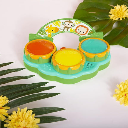 Bright Starts Safari Beats Musical Drum Toy with Lights, Ages 3 months +