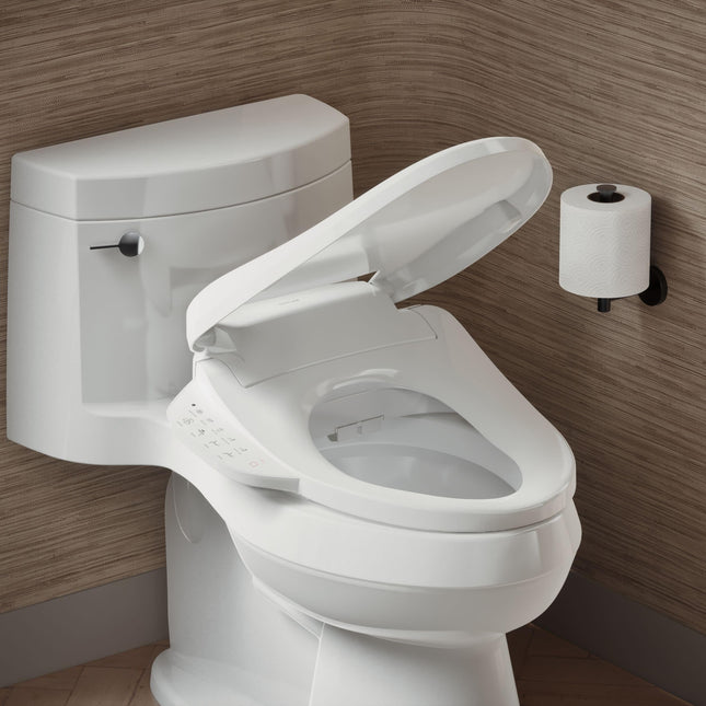 KOHLER K-8298-0 C3 155 Elongated Warm Water Bidet Toilet Seat, White with Quiet-Close Lid and Seat, Automatic Deodorization, Self-Cleaning Wand, Adjustable Water Pressure, Nightlight, Heated Seat