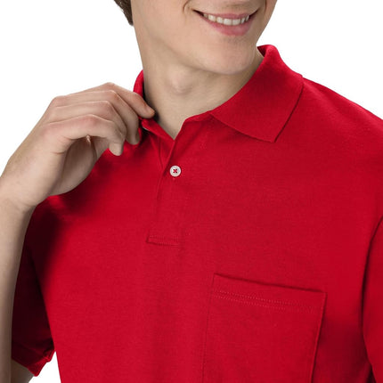 Hanes Men's Short Sleeve Jersey Pocket Polo, Deep Red, X-Large (Pack of 2)