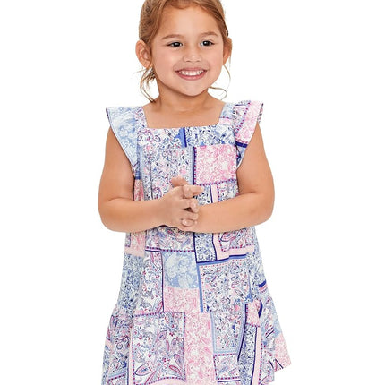 The Children's Place Vestido escalonado de retazos de cachemir para bebés y niñas pequeñas, Simplywht, 18-24 meses