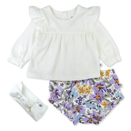 HonestBaby 100% Organic Cotton Baby Toddler Jumbo Floral Lilac 12 Months Fashion Outfit Set