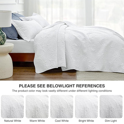 Love's cabin California King Bedding Set White - Lightweight Summer Quilt Cal King, Coin Pattern Bedspread for All Season, 3 Pieces (1 Quilt, 2 Shams: