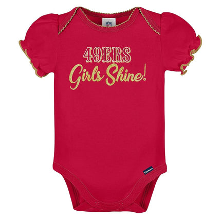 NFL Gerber Baby Girl's Standard 3 Pack Short Sleeve Onesie Bodysuit, Team Color, 3-6 Months