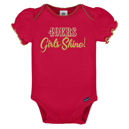 Gerber Baby Girl's NFL 3 Pack Short Sleeve Onesie Bodysuit, Team Color, 3-6 Months