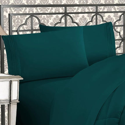 Elegant Comfort 1500 Thread Count Wrinkle & Fade Resistant Egyptian Quality Microfiber Ultra Soft Luxurious 2-Piece Pillowcases, Standard Size, Marine Teal
