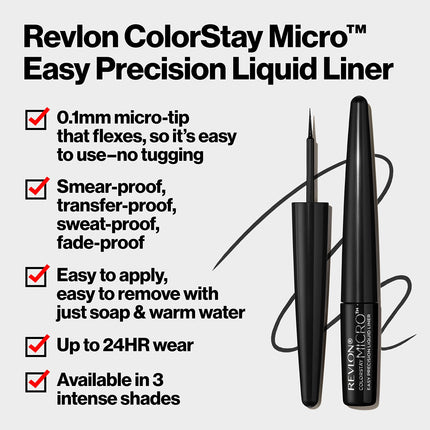 REVLON ColorStay Micro Easy Precision Liquid Liner, 301 Blackout (Pack of 2)