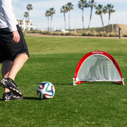GoSports Portable Pop Up Soccer Goals for Backyard - Kids & Adults - Set of Two 2.5 ft Nets with Agility Training Cones and Carrying Case
