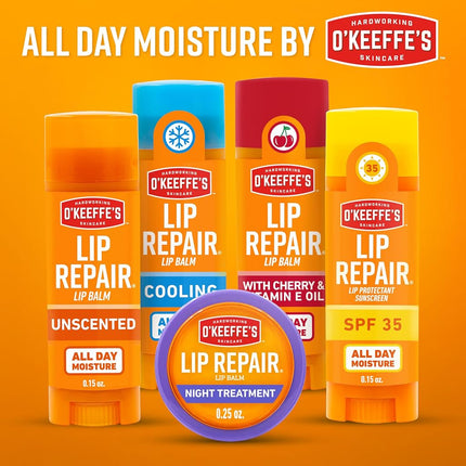 O'Keeffe's Unscented Lip Repair Lip Balm for Dry, Cracked Lips, Stick, (Pack of 3)