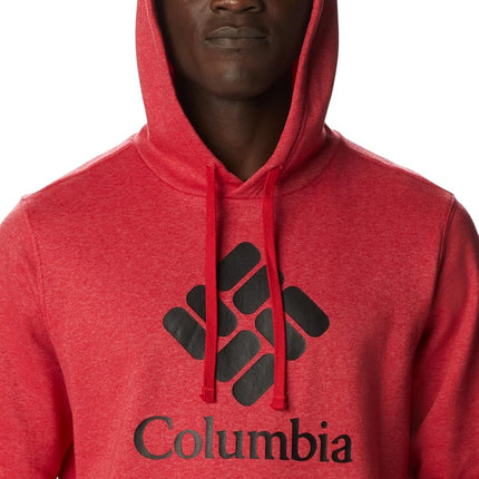 Columbia Sudadera con capucha Trek para hombre, color rojo Mountain Red Heather/CSC Stacked Logo, talla pequeña
