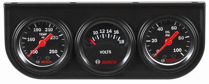 Bosch SP0F000037 Style Line 1-1/2" Mini Triple Gauge Kit (Black Dial Face, Black Bezel)