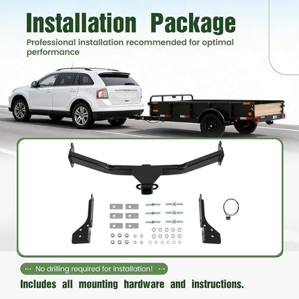 ALMULOO 2 Inch Receiver Class 3 Trailer Hitch Compatible with 2007-2015 Lincoln MKX 2007-2014 Ford Edge Black Steel Trailer Tow Hitch