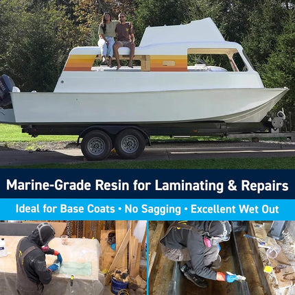 Resina de laminación de poliéster TotalBoat - Resina de fibra de vidrio de grado marino y catalizador MEKP para laminados y reparaciones (galón)