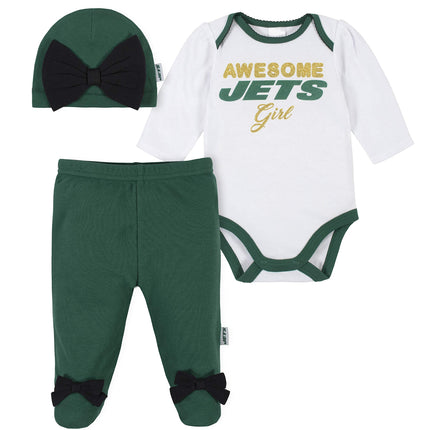 NFL 3 Pack BODYSUIT FOOTED PANT AND CAP, Pink Girl