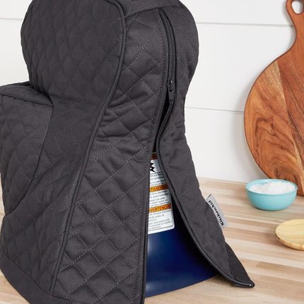 KITCHENAID Fitted Tilt-Head Solid Stand Mixer Cover with Storage Pocket, Quilted 100% Cotton, Charcoal Grey, 14.4"x18"x10"