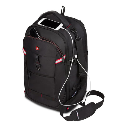 SwissGear Hybrid, Black, 21.5-Inch, Hybrid Travel Laptop Backpack