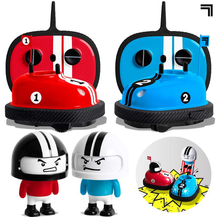 SHARPER Image Road Rage RC Speed Bumper Cars, Mini Remote Controlled Ejector Vehicles, 2 Player Head to Head Battle, Crash into Opponents, 2.4 GHz, Red and Blue, Ages 6 and Up