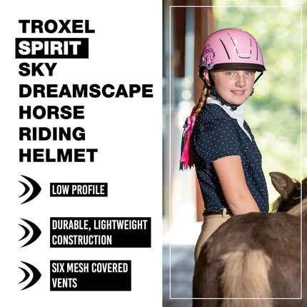 Troxel Spirit Full Coverage Horse Riding Helmet, Low-Profile Adjustable Design, Safety Horseback Riding Gear, Medium (7 - 7-3/8), Sky Dreamscape