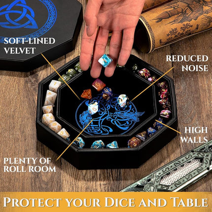 Premium Dice Tray for DND, Detailed World Tree & Triquetra Design – 23 CM