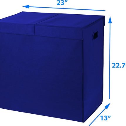 Simplehouseware Double Laundry Hamper with Lid and Removable Laundry Bags, Dark Blue