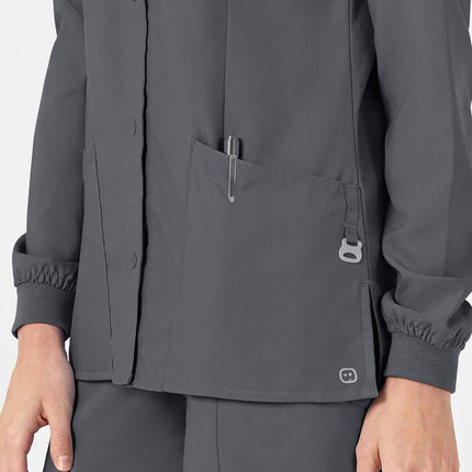 WonderWink W123 8155 Women's Crew Neck Warm Up Jacket, Pewter, Medium