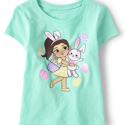 The Children's Place Baby Girls' and Toddler All Holidays,Birthdays Short Sleeve Graphic T-Shirts, Bunny Girl, 5T