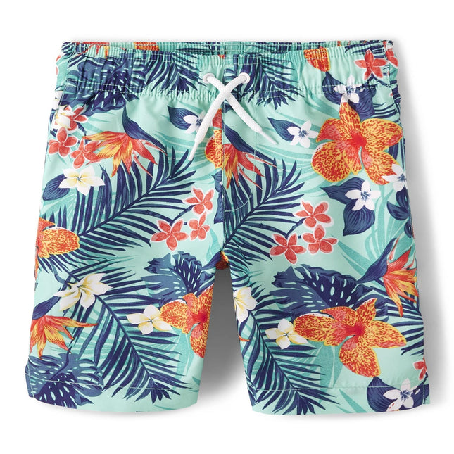 The Children's Place Boys' Swim Trunks, Hawaiian T