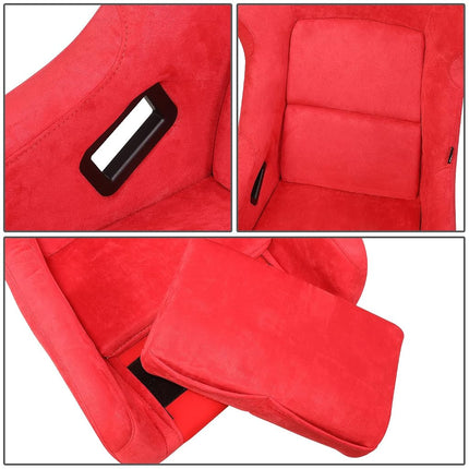 NRG Innovations NRG-FRP-302RDL-ULTRA Prisma Fixed Back Bucket Racing Seat W/Bottom Mount, Washed Up Light Red Seat/Gold Sparkle Back